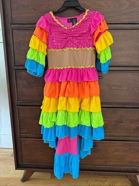 Kids Rainbow Ruffle Costume Dress - Multicolor, 7-8 years, 11-12 years